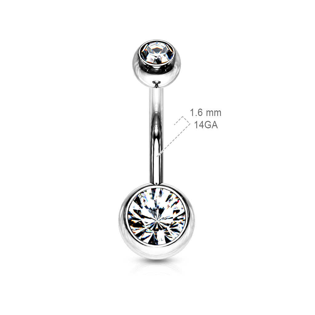 Surgical Steel Internally Threaded Double Jewel Standard Belly Banana