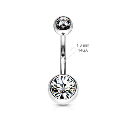 Surgical Steel Internally Threaded Double Jewel Standard Belly Banana