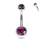 Surgical Steel Internally Threaded Double Jewel Standard Belly Banana