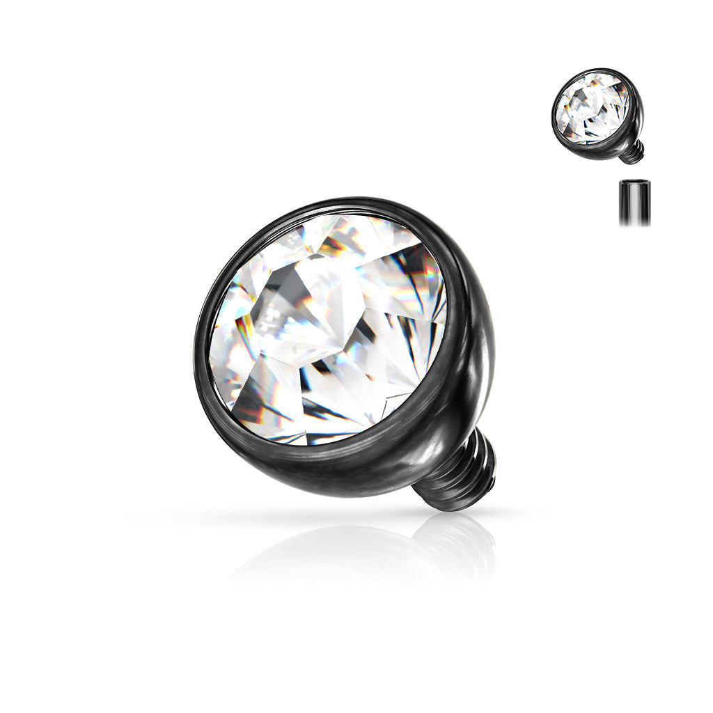 Surgical Steel Internally Threaded CZ Bezel Set Ball (Top Only)
