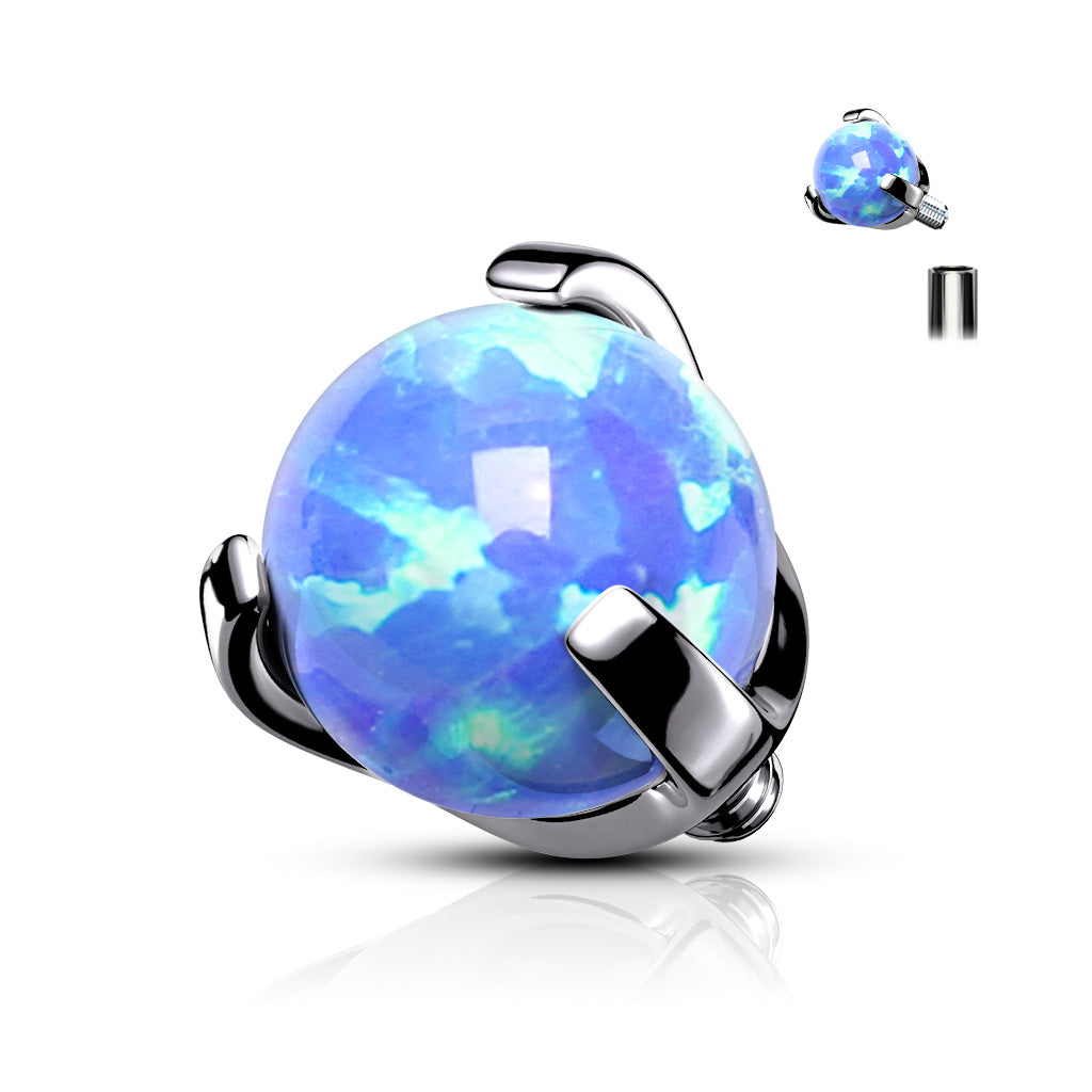Surgical Steel Internally Threaded Opal Claw Set Ball (Top Only)
