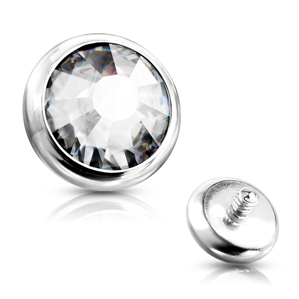 Surgical Steel Internally Threaded Bezel Set Flat Gem (Top Only)