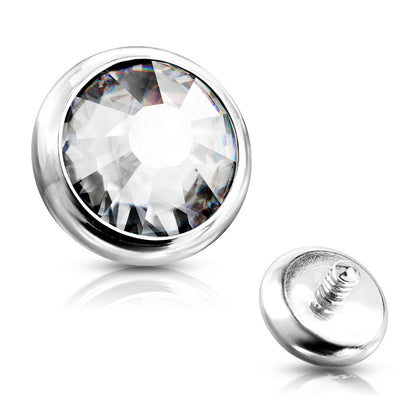 Surgical Steel Internally Threaded Bezel Set Flat Gem (Top Only)