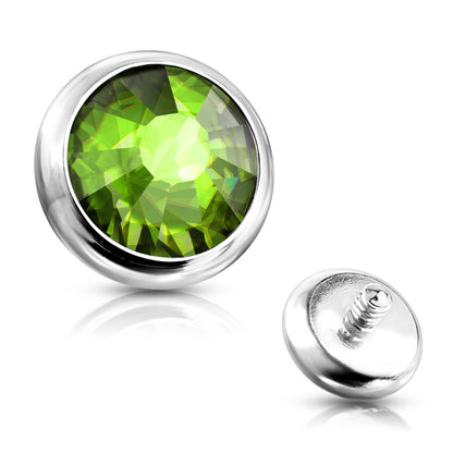 Surgical Steel Internally Threaded Bezel Set Flat Gem (Top Only)