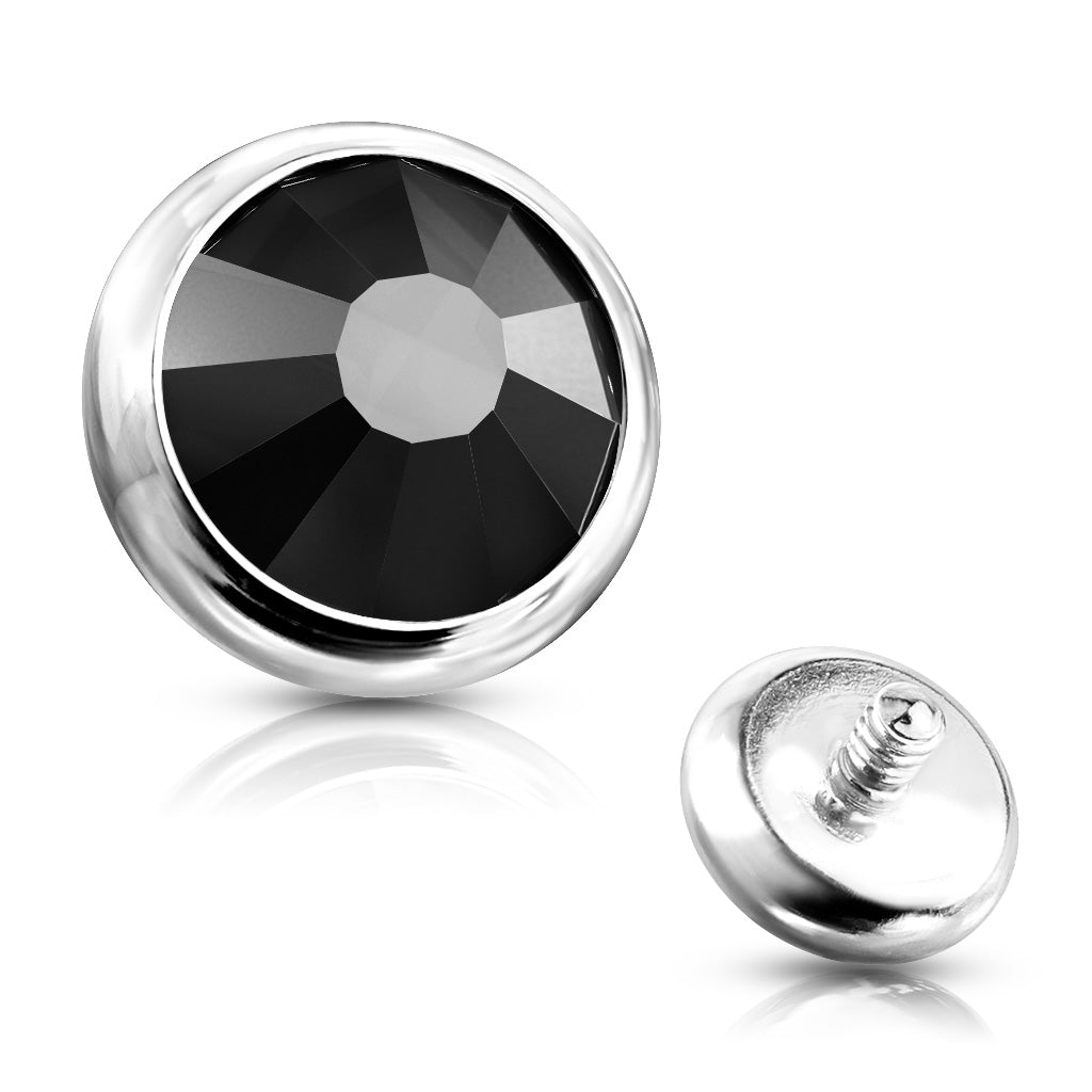 Surgical Steel Internally Threaded Bezel Set Flat Gem (Top Only)