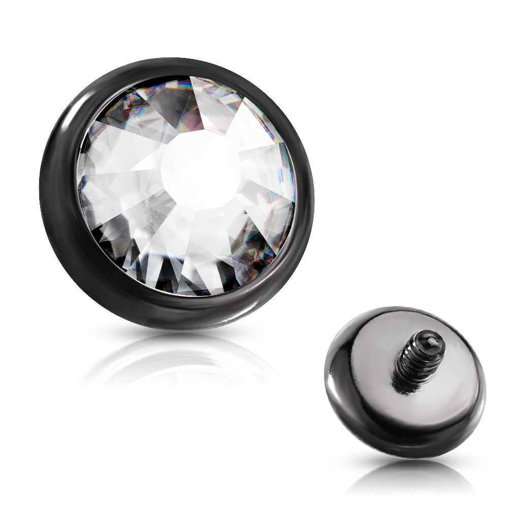 Surgical Steel Internally Threaded Bezel Set Flat Gem (Top Only)