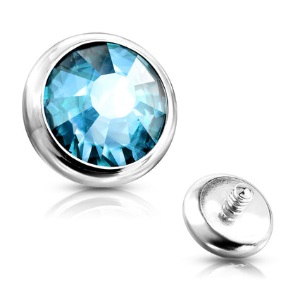 Surgical Steel Internally Threaded Bezel Set Flat Gem (Top Only)