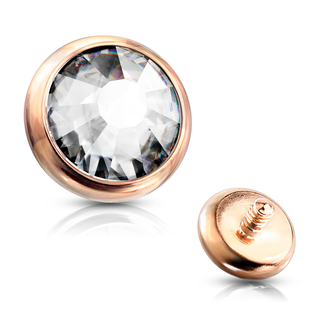 Surgical Steel Internally Threaded Bezel Set Flat Gem (Top Only)