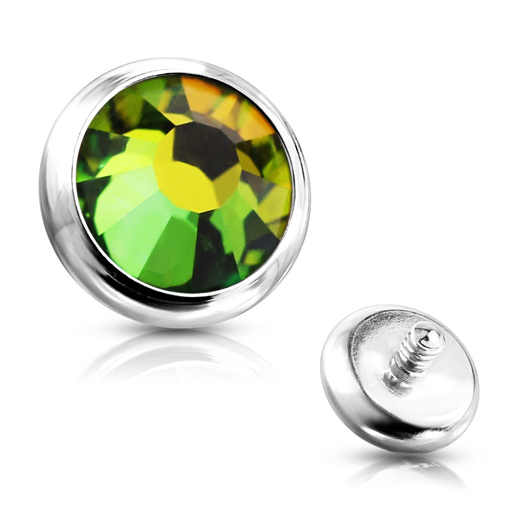 Surgical Steel Internally Threaded Bezel Set Flat Gem (Top Only)