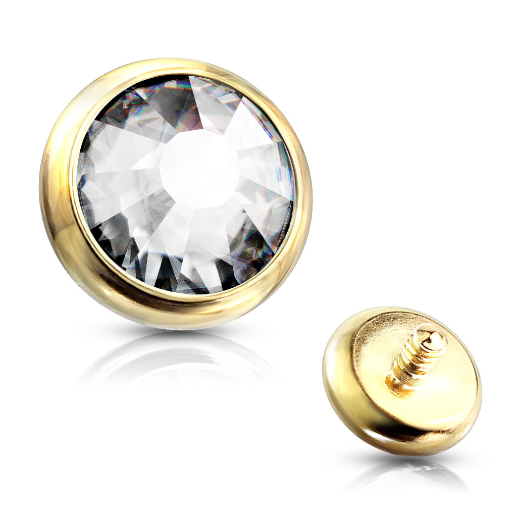 Surgical Steel Internally Threaded Bezel Set Flat Gem (Top Only)