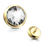 Surgical Steel Internally Threaded Bezel Set Flat Gem (Top Only)