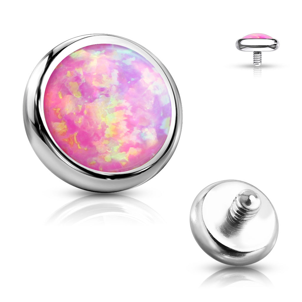 Surgical Steel Internally Threaded Opal Bezel (Top Only)