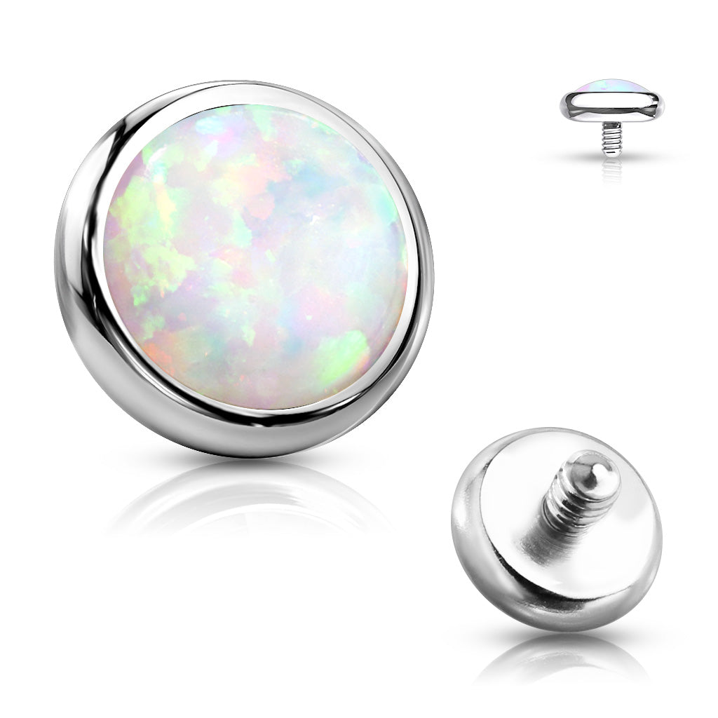 Surgical Steel Internally Threaded Opal Bezel (Top Only)