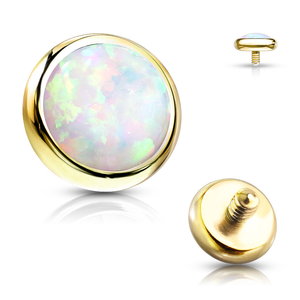 Surgical Steel Internally Threaded Opal Bezel (Top Only)