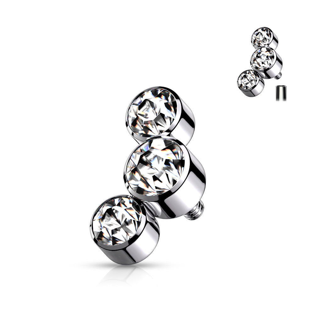Surgical Steel Internally Threaded 3 Curve Bezel Set Top Only