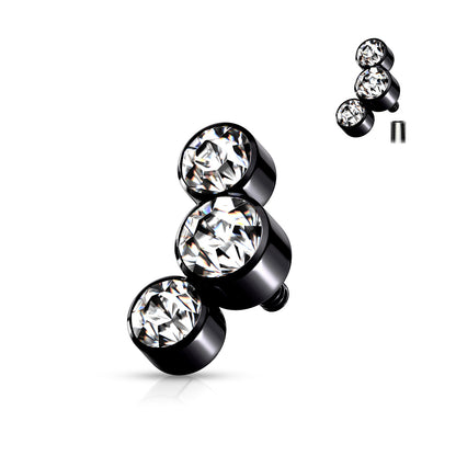 Surgical Steel Internally Threaded 3 Curve Bezel Set Top Only