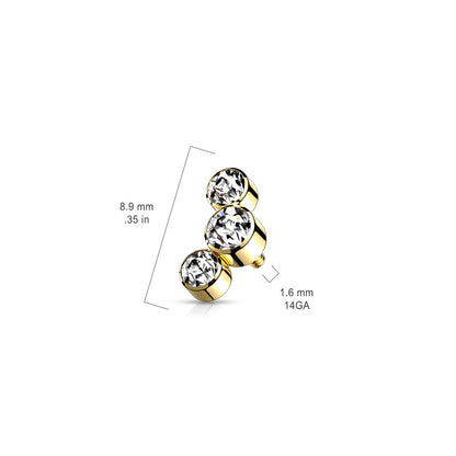 Surgical Steel Internally Threaded 3 Curve Bezel Set Top Only