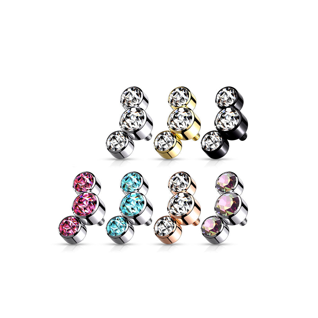 Surgical Steel Internally Threaded 3 Curve Bezel Set Top Only