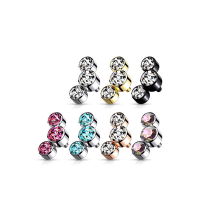 Surgical Steel Internally Threaded 3 Curve Bezel Set Top Only