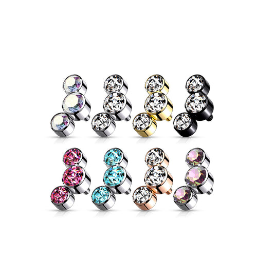 Surgical Steel Internally Threaded 3 Curve Bezel Set Top Only