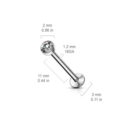 Surgical Steel Threadless Flat Back Labret Combo with Jeweled Ball Top
