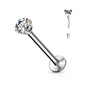 Surgical Steel Threadless Prong Set CZ Labret Combo - 3mm Base