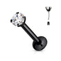 Surgical Steel Threadless Prong Set CZ Labret Combo - 3mm Base
