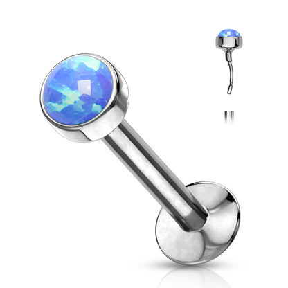 Threadless Surgical Steel Push In Flat Opal Labret Combo