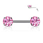 Surgical Steel Threadless Nipple Bar with Prong Set CZ Ends