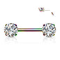 Surgical Steel Threadless Nipple Bar with Prong Set CZ Ends