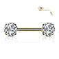 Surgical Steel Threadless Nipple Bar with Prong Set CZ Ends