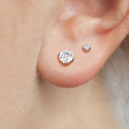Titanium CZ Prong Set Earrings (Steel Backs) - CLEARANCE