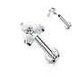 Titanium Internal Thread Opal or CZ Trinity Triangle Labret