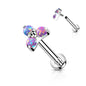 Titanium Internal Thread Opal or CZ Trinity Triangle Labret