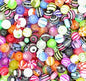 Acrylic Externally Threaded  5mm Multi-colored Balls for 14G Posts (Top Only) - 10 Pack