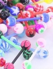 Acrylic Externally Threaded Barbell with Multicolor Ball - 10 Pack